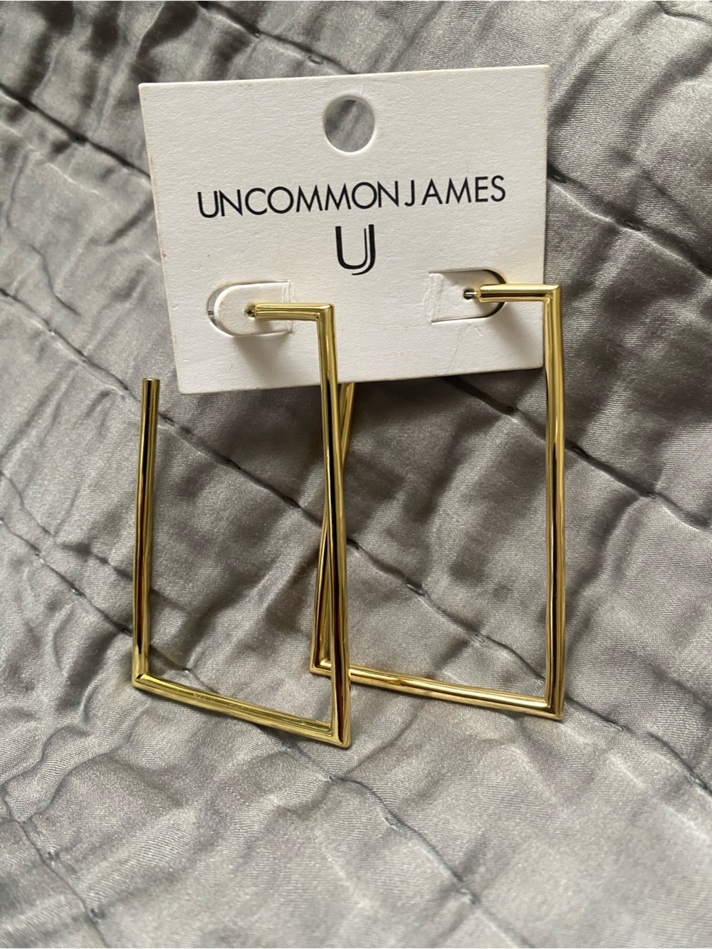 Uncommon James Gold Rectangular Open Hoop Earrings